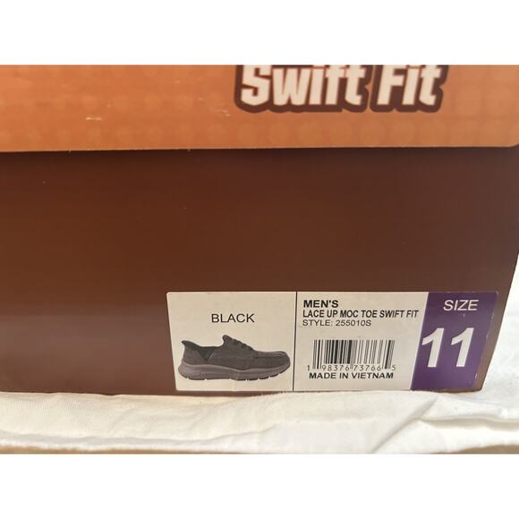 Skechers Men’s Hands Free Slip-In Lace Up Black Memory Foam Shoes Size 11 - Picture 4 of 5